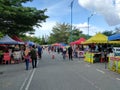 Street vendors and hawkers sell local goods and food to the public on-street by opened a small stall.