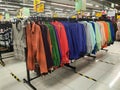 Various types of clothes are being sold in supermarkets. Royalty Free Stock Photo