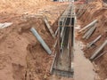 Concrete drain under construction at the construction site.