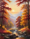 A Serenade of Autumn Colors Nature s Masterpiece.AI Generated