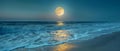 Serenade of the Moonlit Shore. Concept Nighttime Photography, Moonlit Landscapes, Celestial