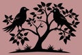 Serenade in Nature: Two Birds Resting on a Tree Branch