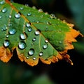 Serenade of Rain: Lush Green Leaf Draped in Dew Elegance