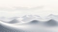 Serene abstract monochromatic landscape of a vast expanse of smooth snow white sand dunes under a soft cloudy sky