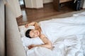 Serene adult woman dozing in her hotel room Royalty Free Stock Photo