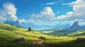 Serene Adventure: Landscape Wallpaper With Speedpainting Style