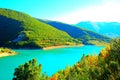 Scene with Lago di Fiastra amongst Sibillini mountains