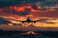Serene Airplane at sunset. Generate Ai Royalty Free Stock Photo
