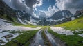 Serene alaska mountain range wilderness nature landscape snowy mountains wallpaper Royalty Free Stock Photo