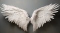 Angel Wings Cradled in Peace Against Light Grey Background. Generative Ai