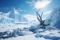Pristine Antarctic Landscape with Ice Formations. Generative AI