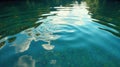 Serene aqua ripples a close-up view of tranquil water surface reflecting light and sky. Generative AI Royalty Free Stock Photo