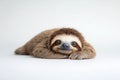 Serene Arafed Sloth Lying on Side on White Backdrop. Royalty Free Stock Photo