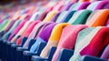 Serene Atmosphere: Colorful Knitted Blankets Cover Empty Stadium Seats AI Generated Royalty Free Stock Photo