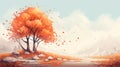 Serene Autumn Landscape: Anime-inspired Art With Soft Gradients