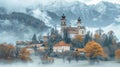 Serene Autumn View of Balzers Village and Misty Mountains