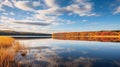 Serene Autumn Wetland: A Tranquil Reflection Of Nature\'s Beauty Royalty Free Stock Photo