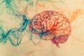 A serene background with a hand-drawn brain surrounded by colorful, abstract lines, set against a