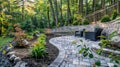 Serene Backyard Garden with Retaining Wall