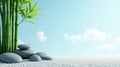 Serene bamboo and stonescape under a tranquil sky, evoking peace and harmony. Generative AI Royalty Free Stock Photo