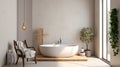 A serene bathroom with a simple plain wall mockup white color HD