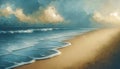 Serene Beach Landscape with Gentle Waves and Cloudy Sky Royalty Free Stock Photo