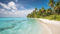Serene Beach Scene with Crystal Clear Water and Trees Royalty Free Stock Photo