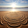 Serene Beach Scene with Intricate Sand Patterns