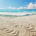 Serene Beach Scene with Intricate Sand Patterns