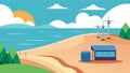 A serene beach setting with a tidal energy converter discreetly installed underneath the sand a symbol of the harmony Royalty Free Stock Photo