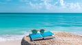 Relaxing Beachside Retreat with Book and Sunglasses