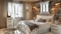 Serene bedroom sanctuary adorned with earthy tones and sustainable materials for tranquility