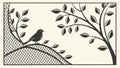 Serene Bird on Branch with Decorative Corner Element Vector, vector design Generative AI Royalty Free Stock Photo