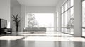 Serene Black And White Minimalist Interior With Ample Natural Light