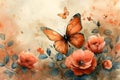 Serene Blossoms & Butterflies Artwork. Concept Nature Photography, Floral Illustrations, Animal