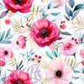 Serene blossoms seamless pattern