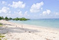 Serene blue landscape with white sand