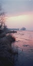 Photorealistic Marsh Sunrise: Graflex Speed Graphic And Kodak Film4k Royalty Free Stock Photo