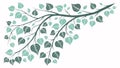 Serene Branch with Heart-Shaped Leaves Vector Design Element, vector design Generative AI Royalty Free Stock Photo