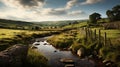 Serene Brook In English Countryside: Captivating Photo Of A Mountain Valley