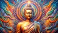 Serene buddha image a vibrant artistic representation of enlightenment and inner peace. Generative AI Royalty Free Stock Photo