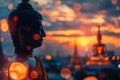 Serene Buddha Statue at Sunset in a Temple Royalty Free Stock Photo