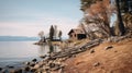Serene Cabin On The Shore Of Flathead Lake - California Plein Air