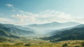 Serene And Calming Foothills Landscape In Hazy Dreamlike Quality