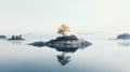 Serene And Calming Islet With Floating Tree In Ethereal 8k Resolution