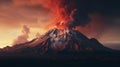 Serene And Calming Volcano Wallpaper: Dark Crimson And Light Beige Landscape