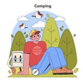 Serene Camping Escape. Flat vector illustration