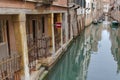 Serene Canal View in Venice with 'No Boating' Sign