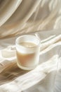 Serene Candle on a White Windowsill Basking in Soft Morning Light