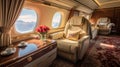 Serene and captivating image of an empty luxury premium plane in a bright light style